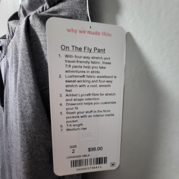 NWT Lululemon On the Fly Cropped Pants size 2 - Picture 2 of 4